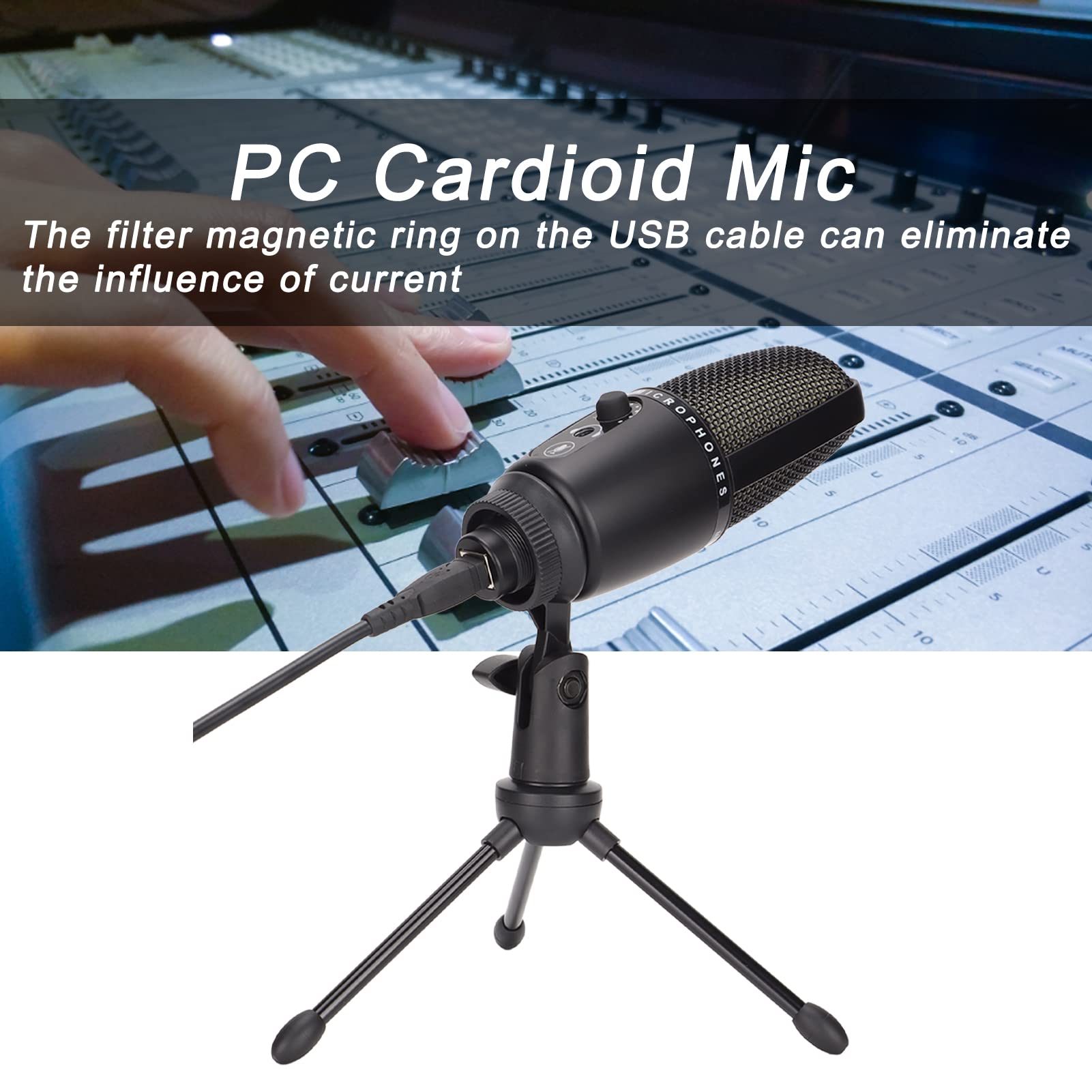 Mikrofon USB z redukcją szumów, przetwornik kardioidalny, Plug and Play, statyw ze stabilnym gniazdem 3,5 mm, świecący mikrofon RGB, mikrofon pojemnościowy do podcastów do nagrywania, gier