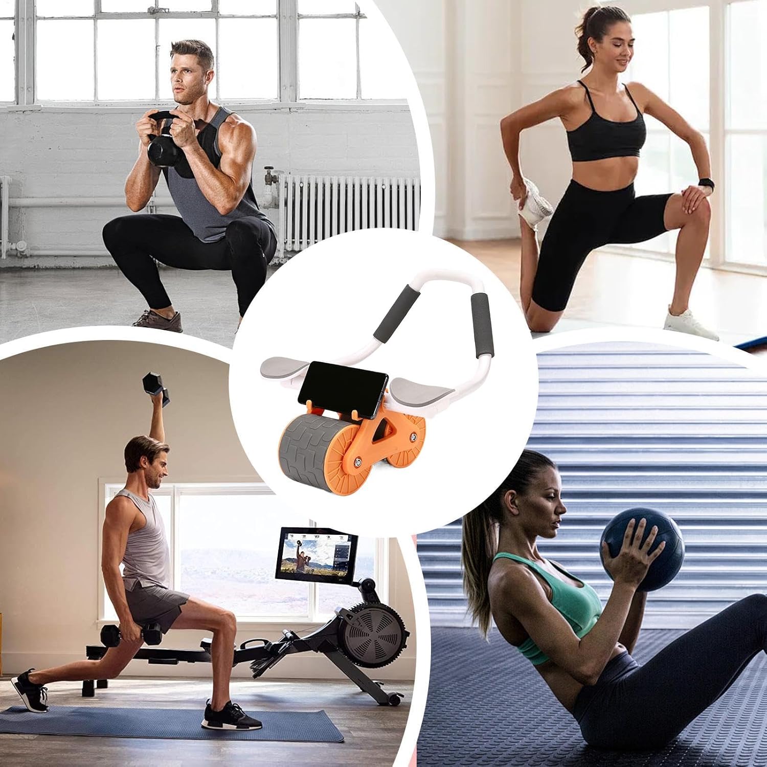 腹筋ローラーホイール - 腹筋ワークアウト機器 | 取り外し可能なコアエクササイズ器具 ポータブル腹部トレーニングローラー 金属製腹