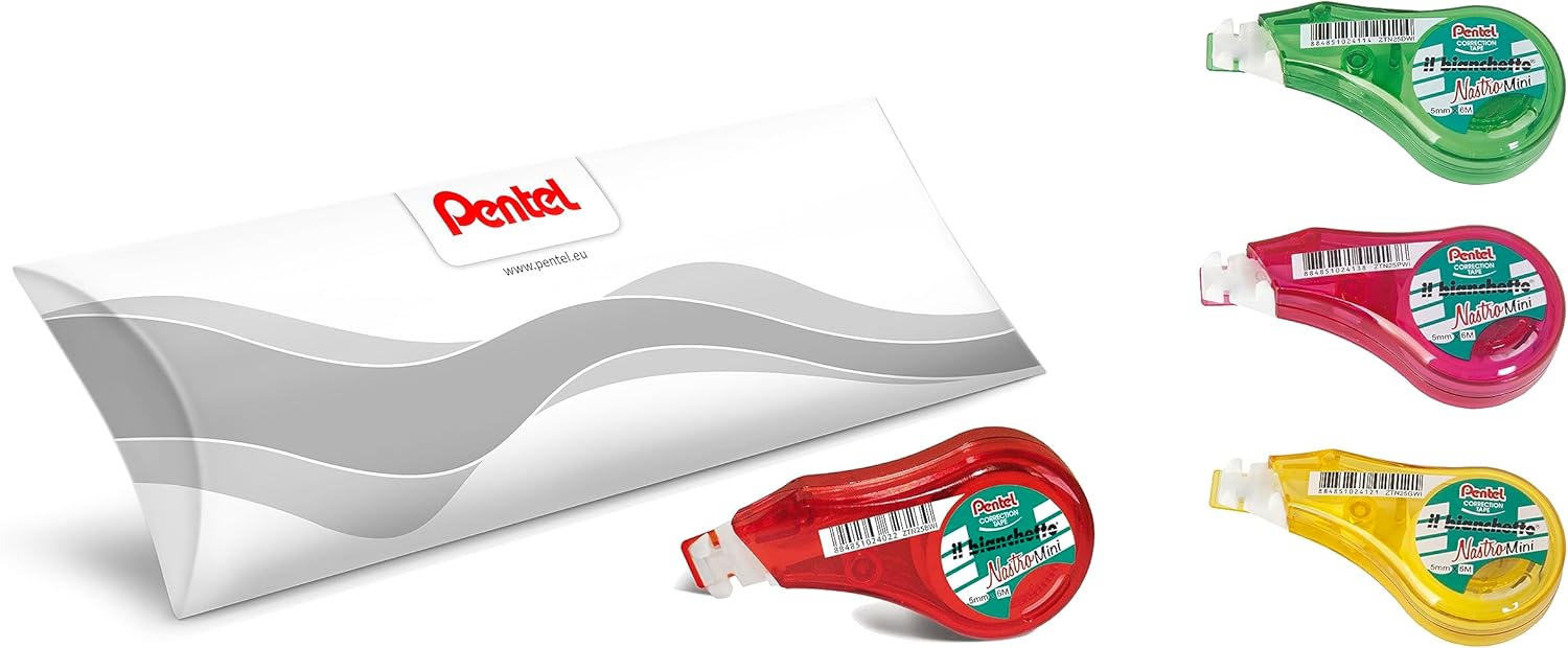 Pentel ZTN25 White Mini Tape 5.0 mm x 6 meters set 4 pcs assorted colors