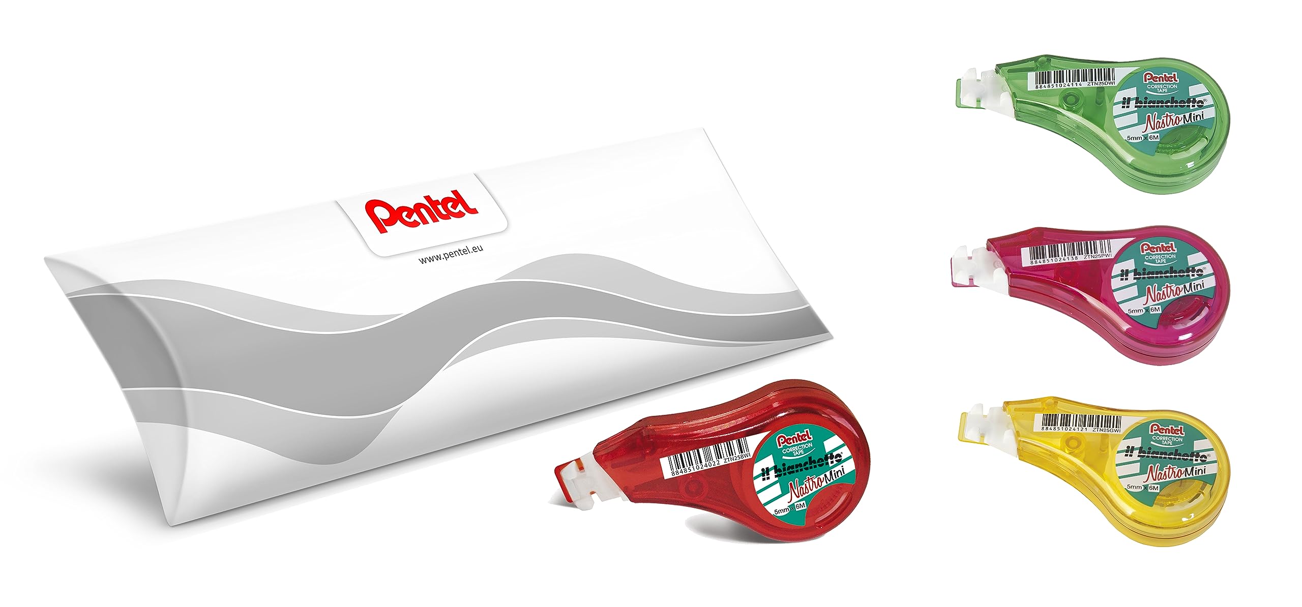 Lot De 4 Mini Correcteurs Ruban Pentel - 5mm X 6m, Couleurs Assorties, Pratique Et Précis - 11