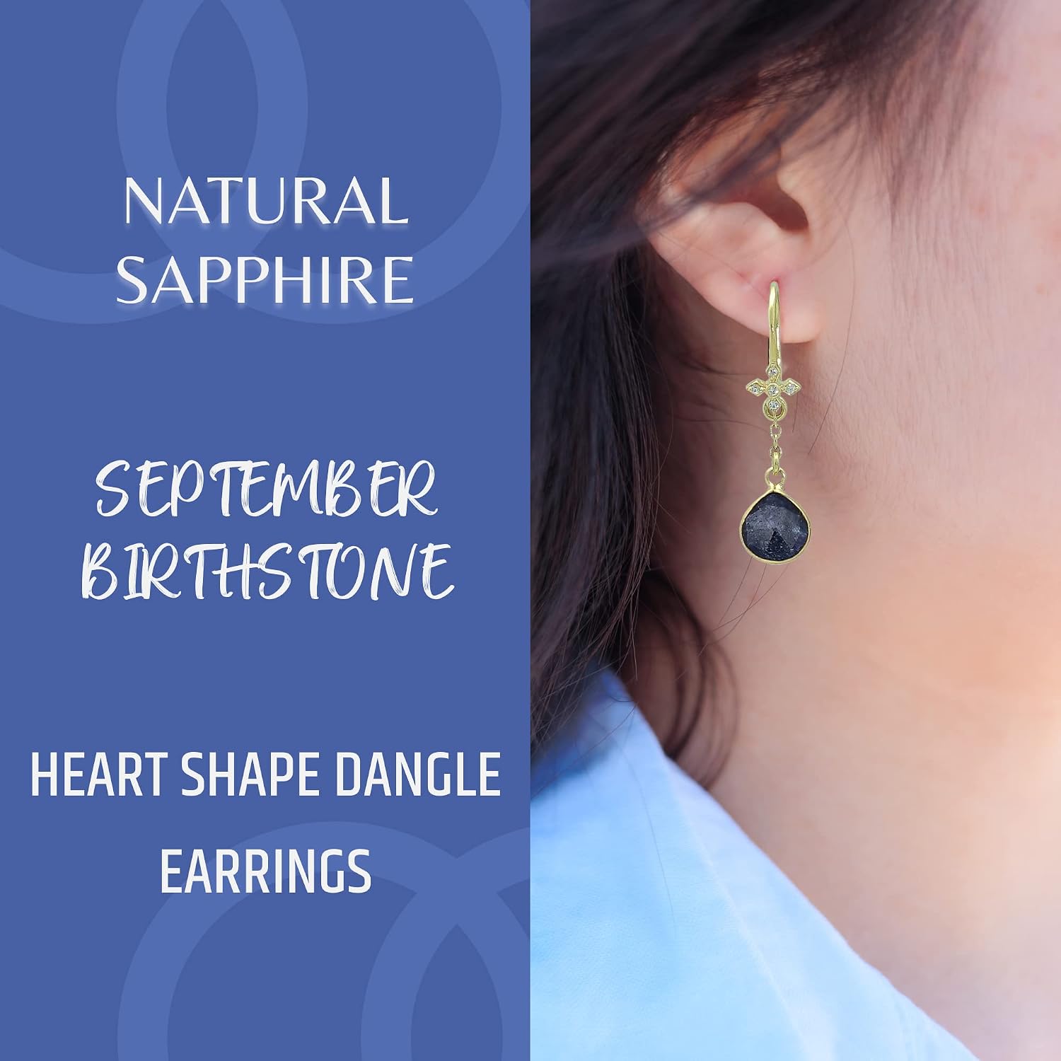 Earrings for Women in Heart Dangle Drop Shape - 18K Gold Vermeil, Certified 925 Sterling Silver Healing Crystal Earring - Hypoallergenic Gold Jewelry for Women, Mothers Day Gifts, Birthday Gifts for Women