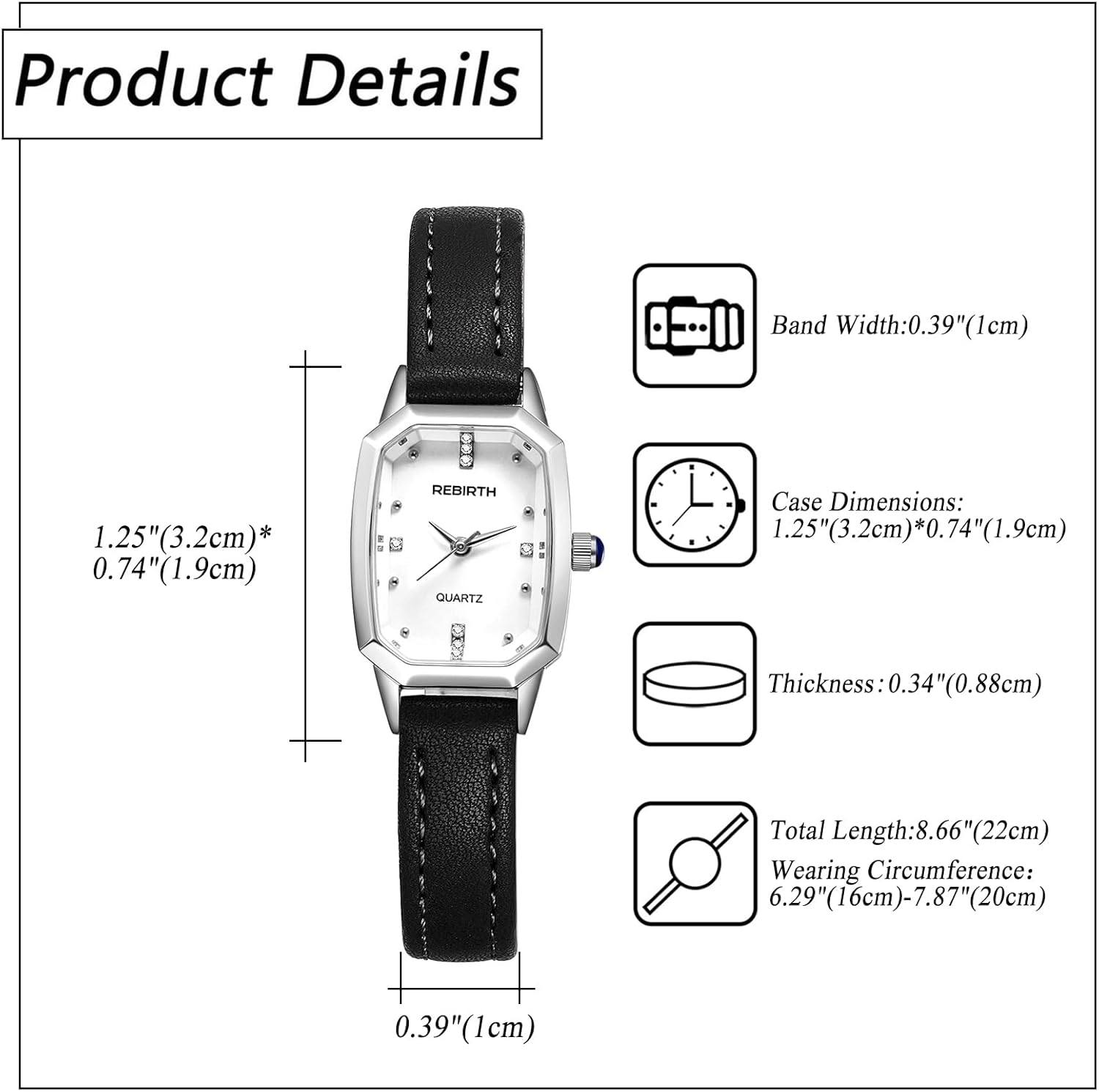 Avaner Women's Leather Strap Watches: Classic Slim Strap Analog Quartz Ladies Elegant Square Wrist Watches - Image 6