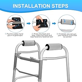 supregear Walker Grips (2 Pack), Soft Padded Hand Covers, Non-Slip Comfortable Cushion Padding for Folding Walker Handle, Moisture Wicking Mobility Accessory