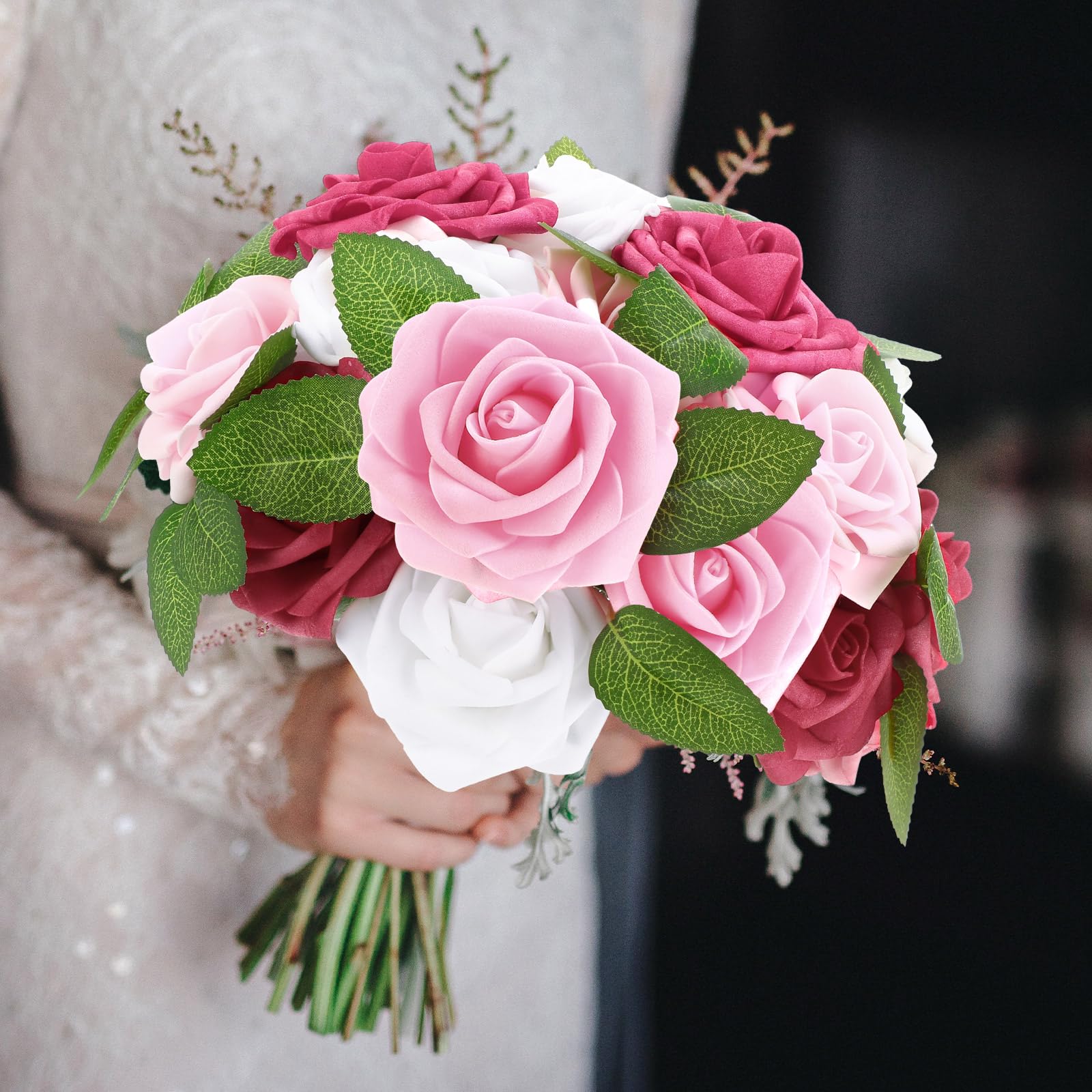 50 rose artificiali in schiuma, bouquet di rose finte per matrimonio, regalo per festa della mamma, donne, fai da te, addio al nubilato, feste, compleanno, casa, decorazione primaverile (rosa