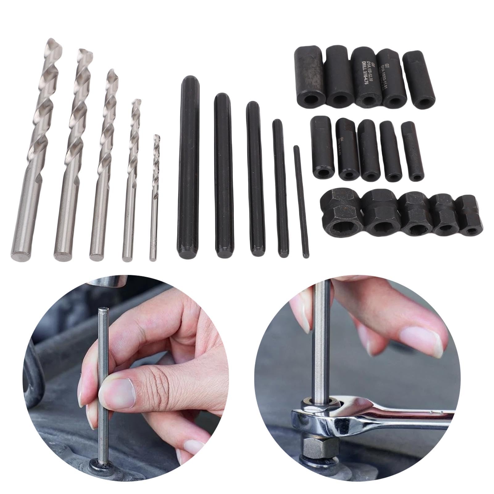 Kit d'extraction de vis 25 pièces - Kit d'extraction de vis en Acier au molybdène Haute dureté avec forets et étui de Rangement pour l'extraction de vis/vis endommagées