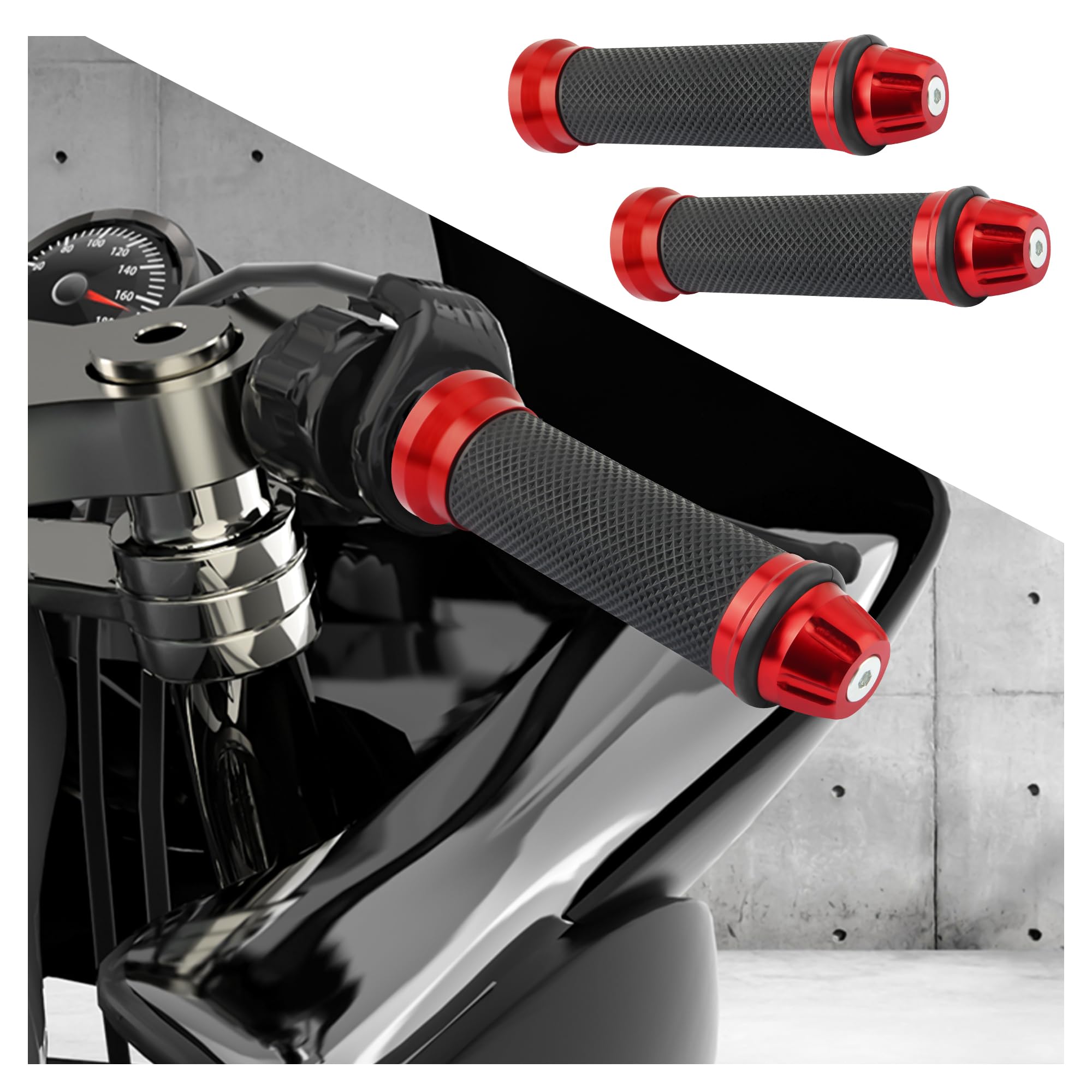 2PCS Motorcycle Handlebar Grips,7/8" & 1" Motorcycle Grips Tuning Accessories Compatible with Honda,Yamaha,Suzuki,Personalized Motorcycle Grips Covers for Car Decoration (Red)