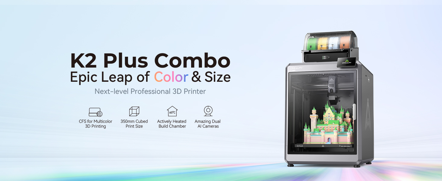 Creality K2 Plus Combo 3D Printer, Multi-Color 3D Printer with CFS