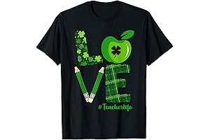 LOVE Apple Pencil Teacher Funny St Patrick's Day Gifts T-Shirt