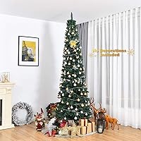 Vista 26 de BestComfort 5ft/6ft/7ft/8ft/9ft Artificial Pencil Christmas Tree, Unlit Hinged Slim Skinny Tree with 220/400/700/1000/1500 Branch Tips and Metal