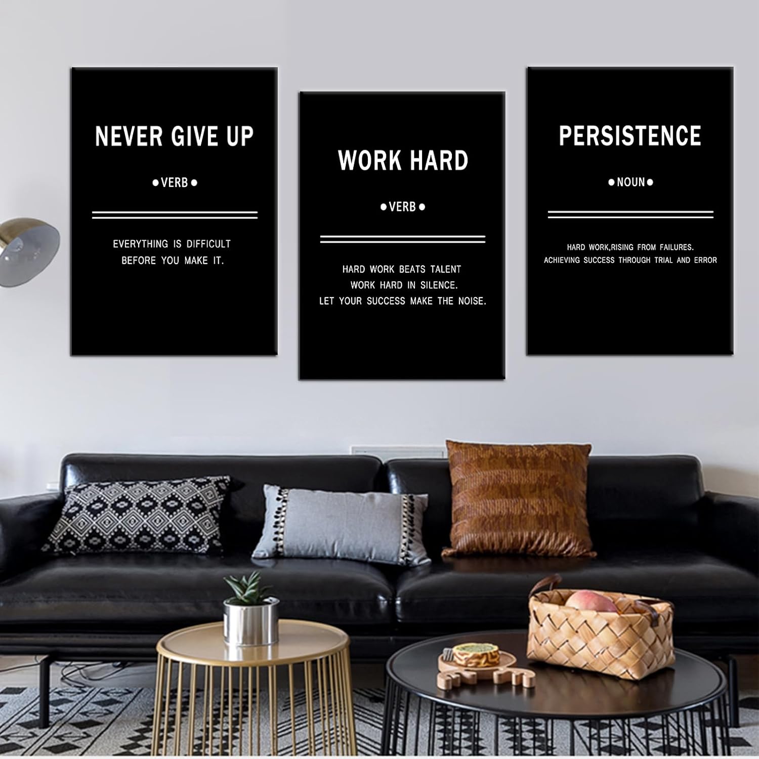 inspirational wall art prints motivational success canvas posters positive entrepreneur quotes ocean pictures painting artwork wall decor artwork for home office framed ready to hang [60''w x 28''h] deep black 60"l x 28"w