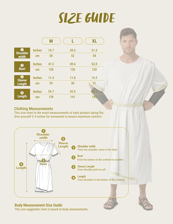 Spooktacular Creations Halloween Toga Costume Men, Adult Greek God Roman Deluxe Outfit, Classic Toga Dress for Cosplay Party by Spooktacular Creations - Used condition - Image 6