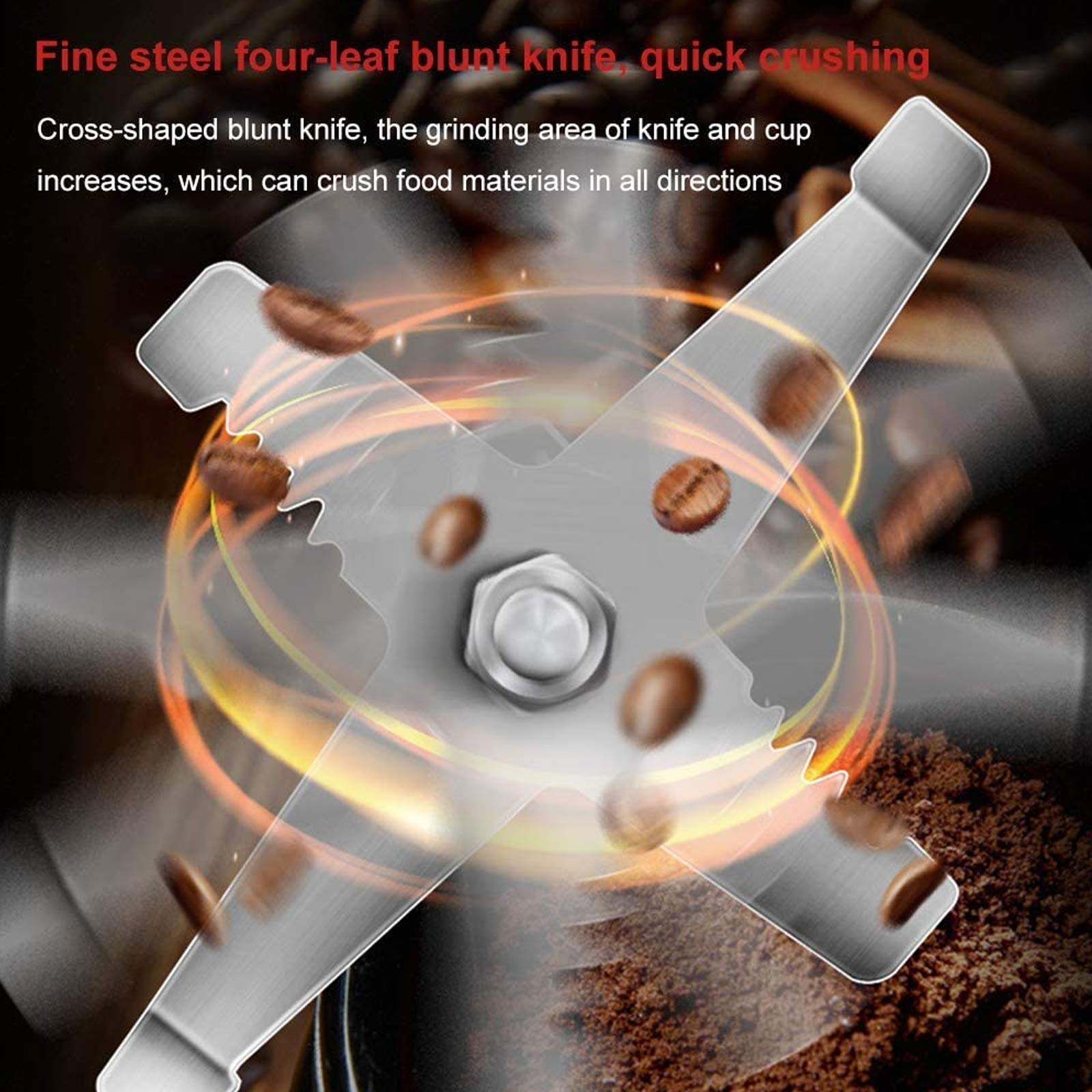 Molinillo Eléctrico De Café, Capacidad 150G Compacto Molinillos Molinos Con Hoja De Acero Inoxidable, Molino De Cocina De Alta Velocidad Para Especias/Hierbas/Cereales/Frijoles/Comida Para Mascotas
