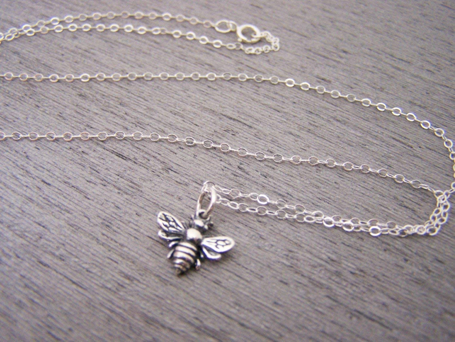 Sterling Silver Bee Necklace – Handmade Dainty Bumblebee Pendant, Gift for Her - Image 5