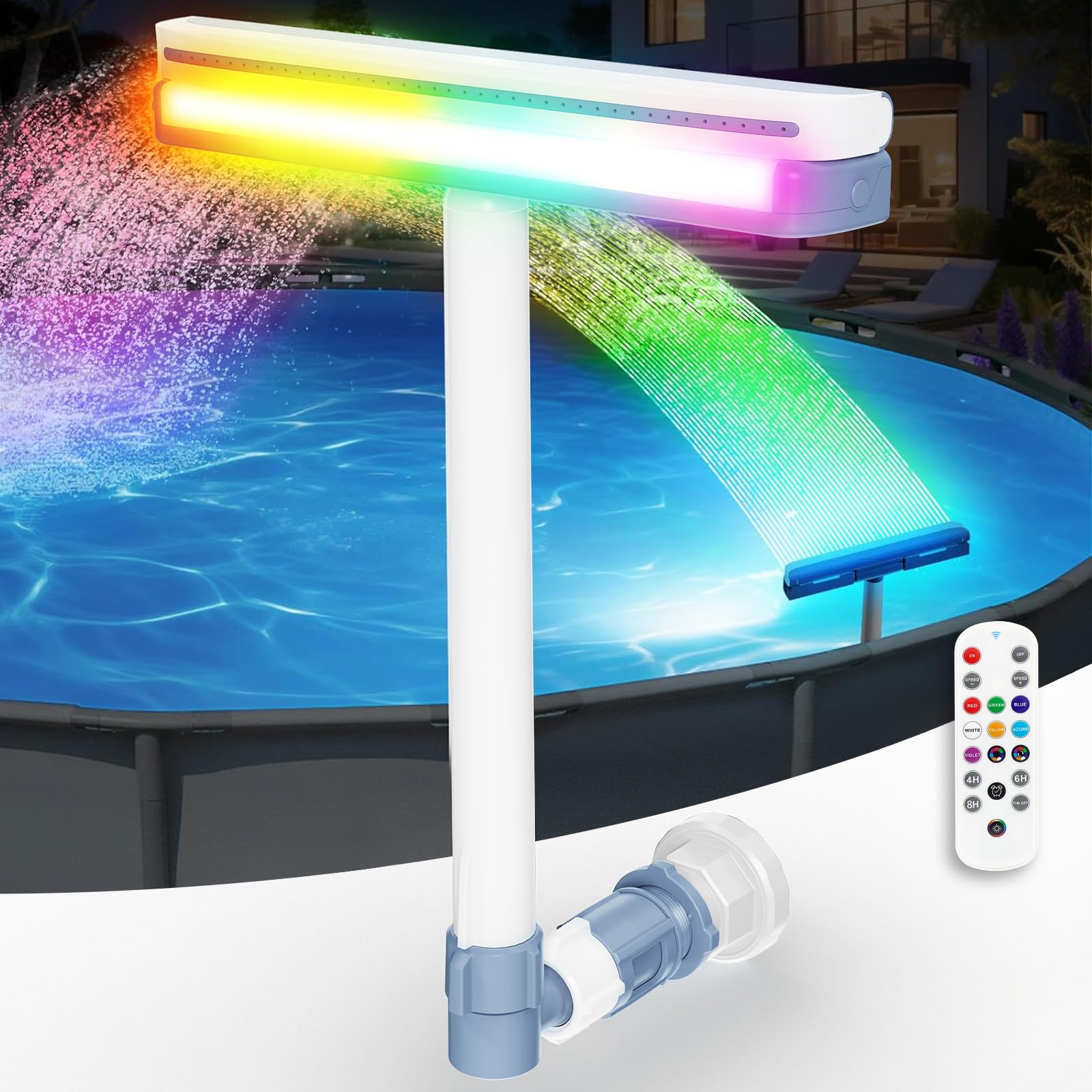 KingSom 2026 Verbesserter Springbrunnen Pool Schwimmend mit Obere & Untere LED-Licht, IP68 Wiederaufladbare Pool Springbrunnen mit Anker, 2 Sprühmodi Pools Fontäne Schwimmend für Außen Pools
