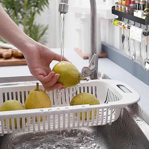 Miniatura 5 de Over Sink Colanders 2Pcs,1pc fruit peeler,vegetable strainer heat resistent expandable sink colanders and containers white.