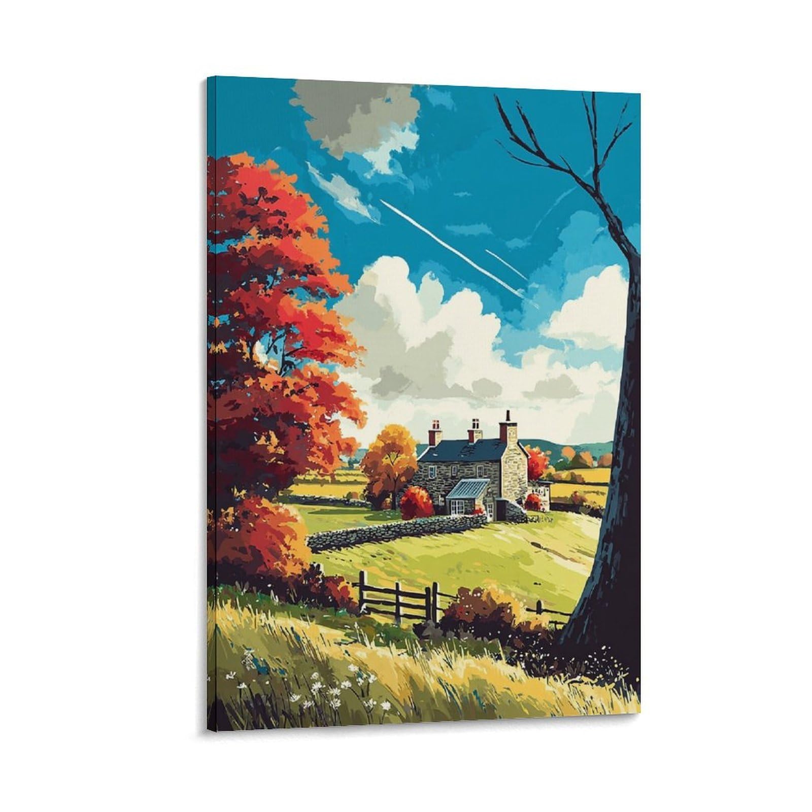 Chester County Posters 20x30inch(50x75cm) Vintage Watercolor Canvas Art