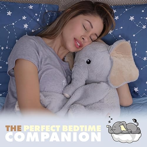 Miniatura 6 de Huggle Healers Peluche de elefante con peso, brazos reconfortantes de 4.5 libras de largo para abrazos relajantes, peluches con peso de primera