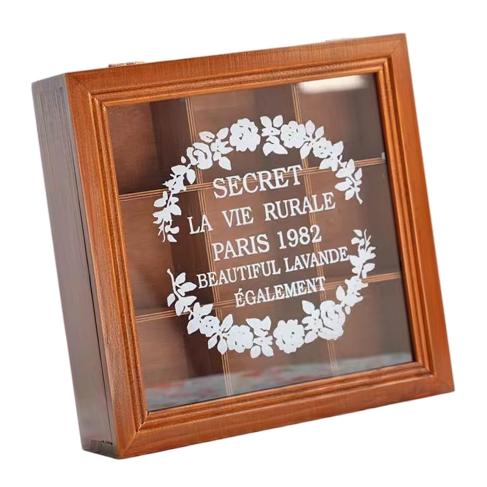 LUCKGONI Traditional Wooden 9 Section Storage Tray For Cosmetics And Accessories With Polished Texture And Natural Pattern