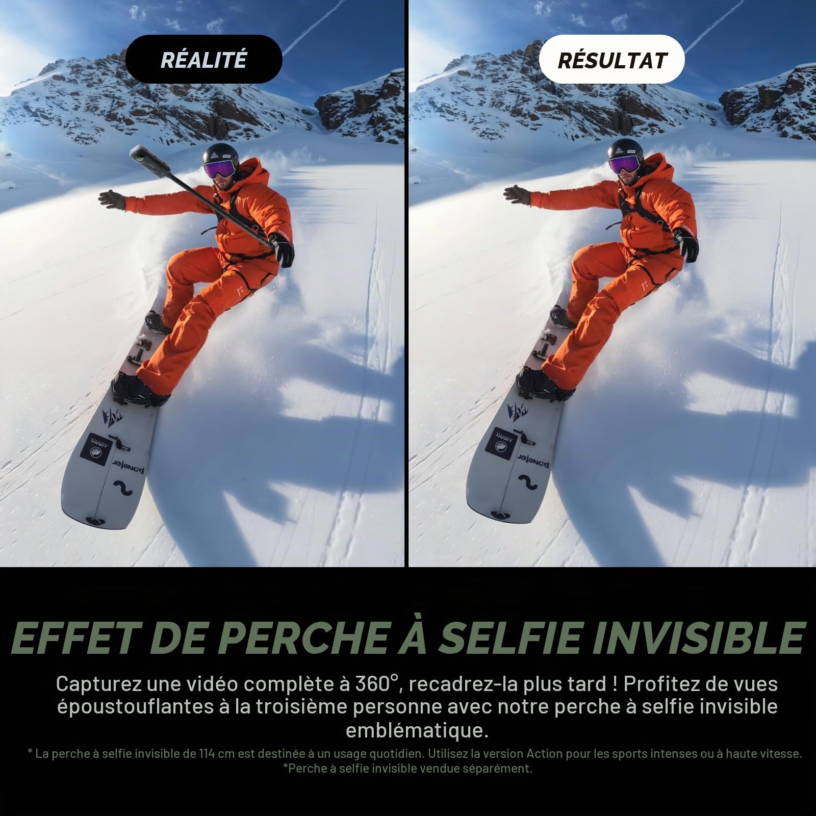 Insta360 X5 - Caméra 360 8K, Perche à Selfie Invisible, qualité Premium Jour et Nuit, objectifs Robustes & remplaçables, Appareil Photo vidéo étanche, dashcam, pour vlog, Moto (Reconditionné)
