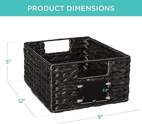 Miniatura 7 de Best Choice Products Set of 4 9x12in Water Hyacinth Pantry Baskets, Woven Organizers w/Chalkboard Label, Chalk Marker - Black Negro
