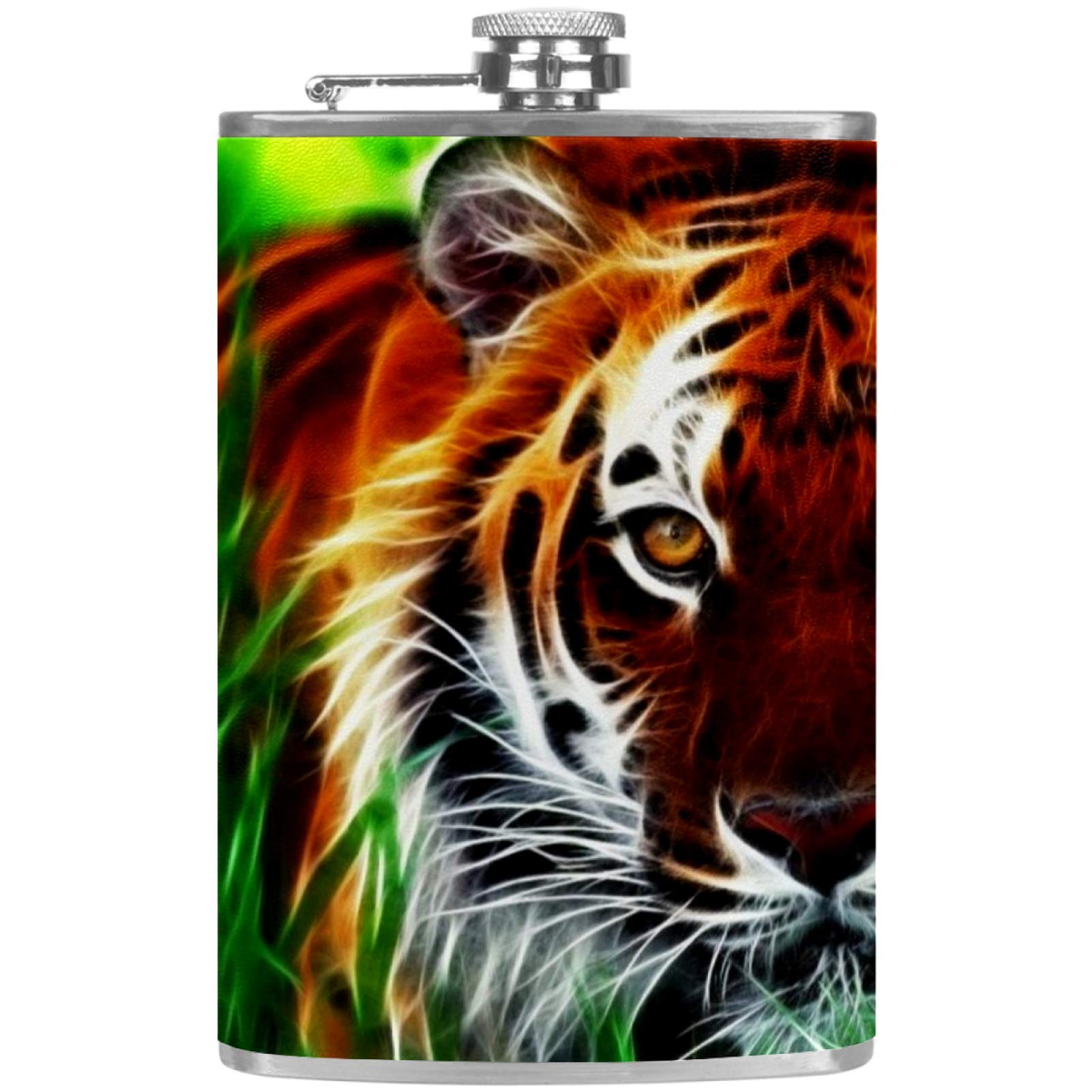 Flasque à whisky en cuir avec entonnoir et motif tigre 3D pour boisson