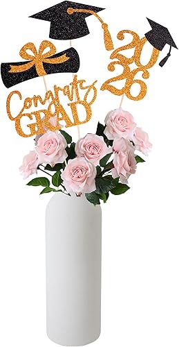 Miniatura 4 de Centros de mesa de graduación de clase 2026 para mesa, centros de mesa de fiesta 2026, suministros de fiesta, decoración de fiesta de graduación