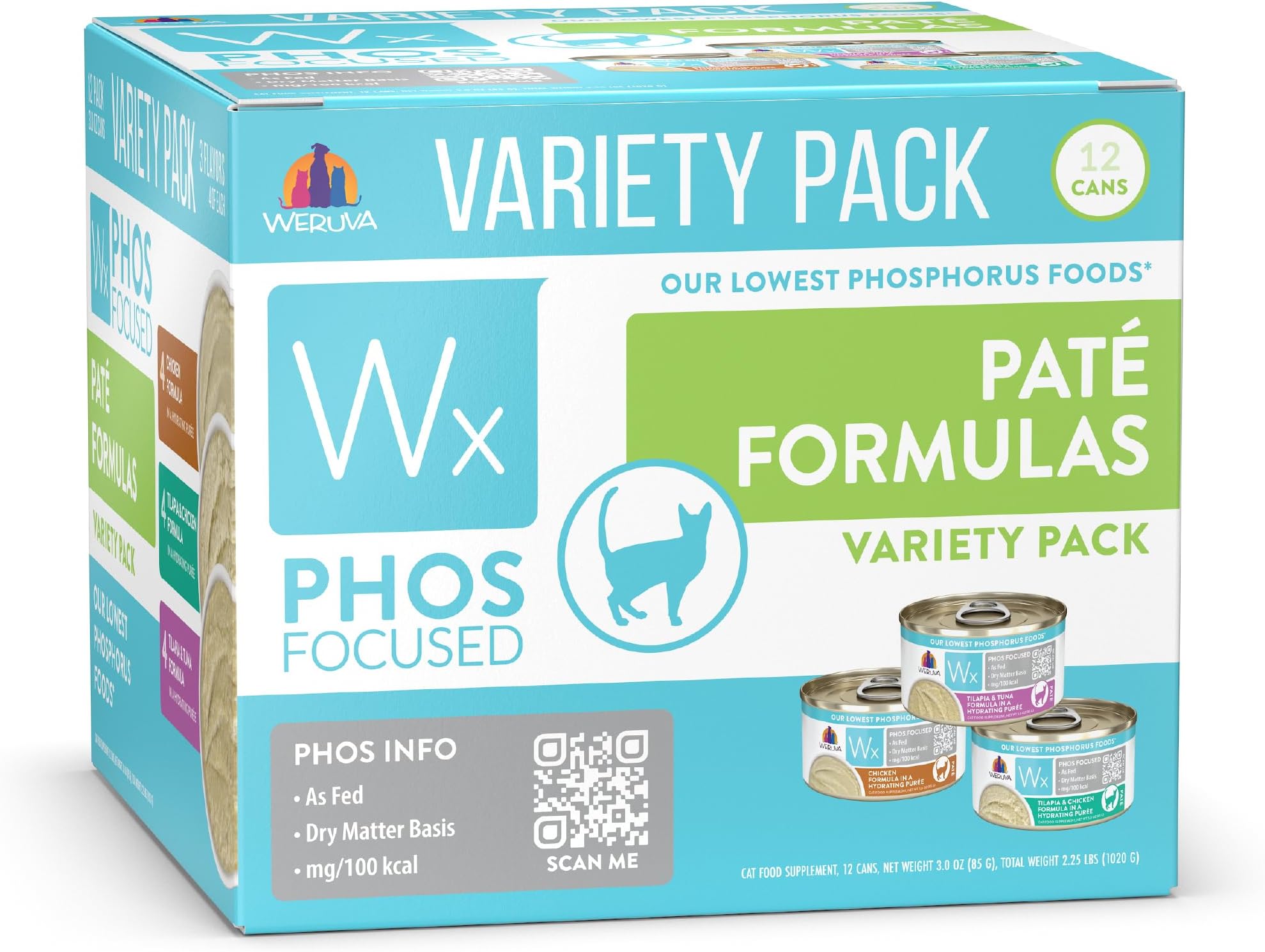 Wx Phos Focused, Pate Formulas Variety Pack, 3oz Can (Pack of 12)