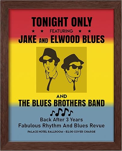 Tonight Only-Jake & Elwood Blues-The Blues Brothers Band Arte de Pared Vintage, Arte de Pared Retro de TV con Impresión de Silueta de John