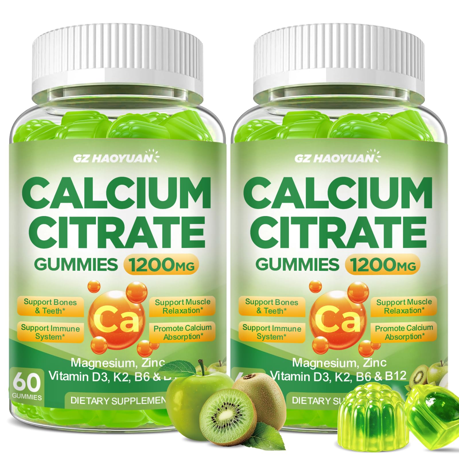 Calcium Citrate Gummies - 1200mg Calcium Gummies Supplements for Women & Men with Vitamin D3, K2, Magnesium, Zinc High Absorption for Muscle & Immune Support, Strawberry Flavor, 120 Count — Amazon image 8