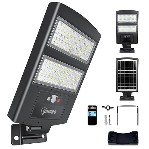 RIUVAO Solar Street Lights 7000W, 2-Pack 5500k Solar Lights Waterproof