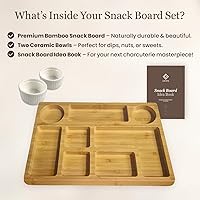 Vista 3 de Lukata Tabla de pastoreo Pequeña tabla de embutidos para aperitivos, queso y aperitivos, plato de bambú duradero para 2-3 personas, fiestas