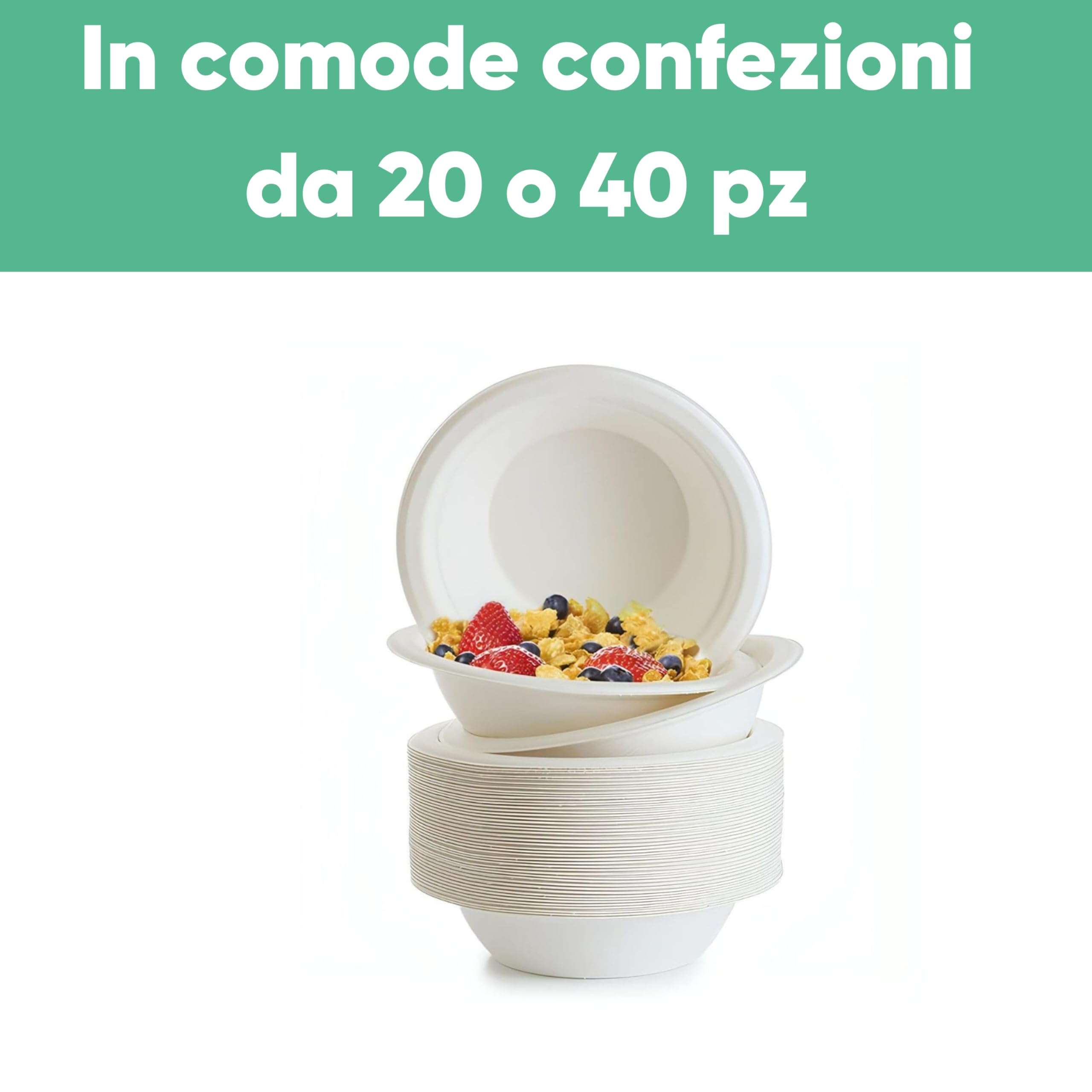 marketcaffe Set di 1000 Piatti Fondi in Polpa di Cellulosa Biodegradabili e Compostabili - Eco-Friendly e Resistenti, Ideali per Eventi e Feste, 100% Biodegradabili - 18 CM
