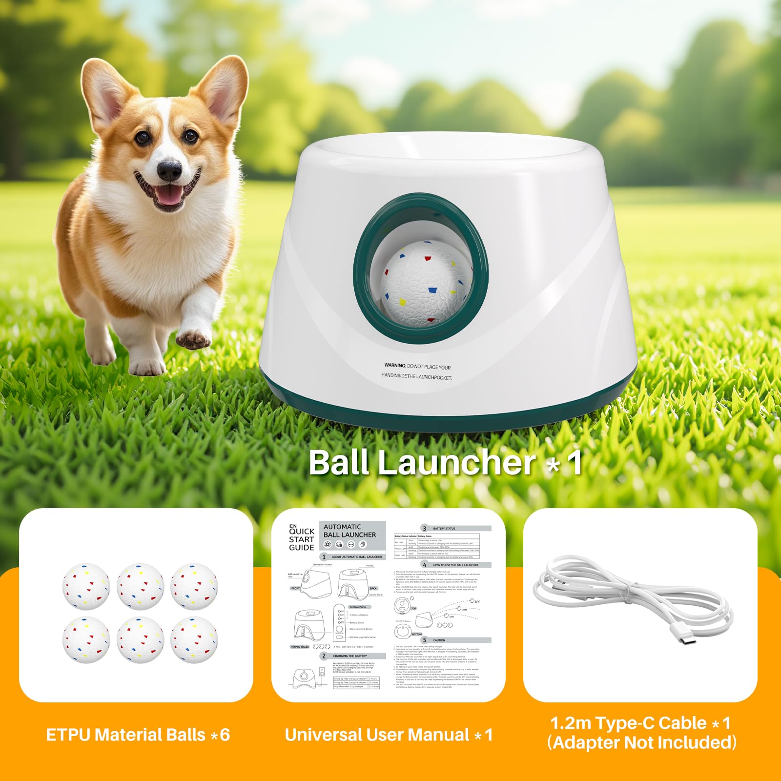 20-40ft Automatic Ball Launcher, Interactive Fetch Toy for Small Medium Dogs, Adjustable Rechargeable Tennis Thrower for Indoor Outdoor Fun, Physical Exercise and Brain Training(Green) - image 6