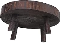 Vista 5 de Taburete de madera para plantas, soporte bajo para plantas, soporte redondo para macetas elevadoras, soportes para múltiples plantas, soporte