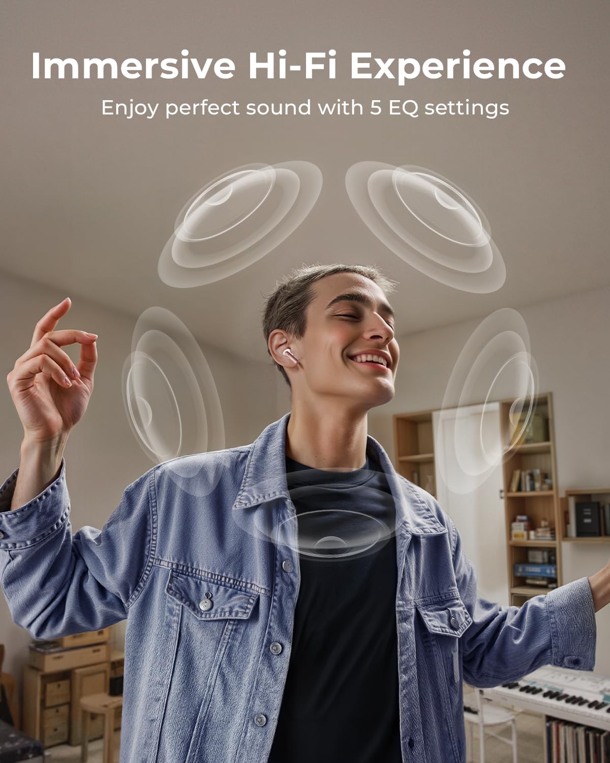 Wireless Earbuds, Ear Buds Active Noise Cancelling with Charging Case, 6.0 Bluetooth Earbuds with AI Clear Calls, 40H Playtime for Sports & Working, Stereo Sound Headphones for iPhone/Android-RosePink