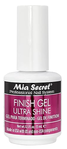 Mia Secret Capa superior de gel con acabado UV para gel o acrílico de 05fl oz gel superior transparente para uñas sin limpiar - Capa superior de