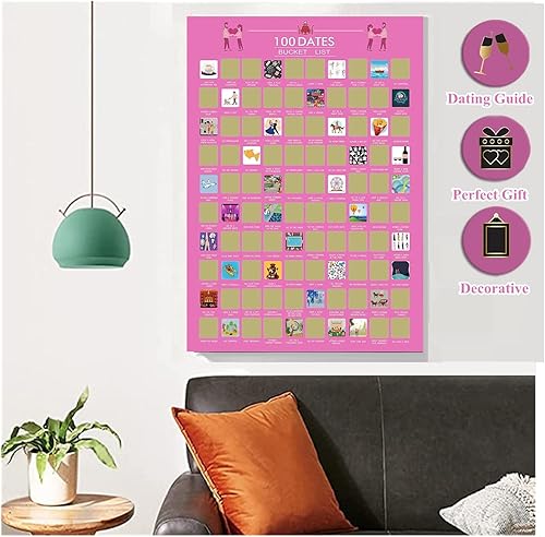 Miniatura 4 de SOONYO Póster de 100 fechas para rascar, lista de deseos para parejas, ideas para citas nocturnas, juegos para parejas, libro para raspar, regalos