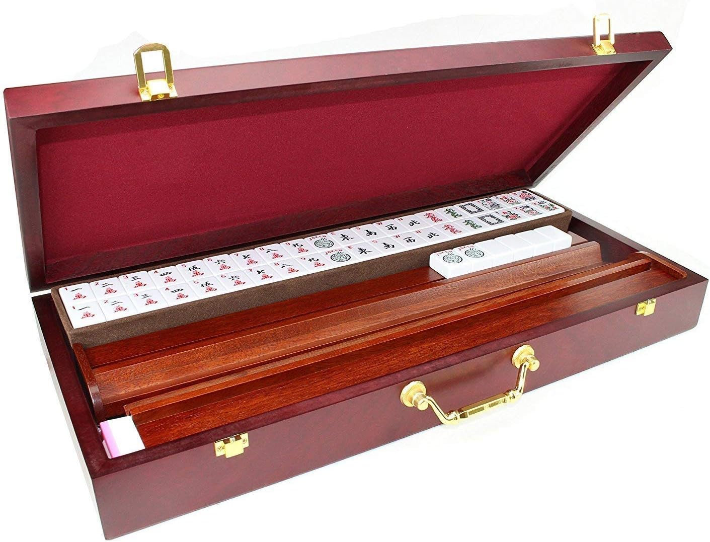 usamjtable American Mahjong Set 166 Tiles Wooden Tile Rack and Pusher (Wood Case)