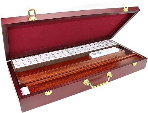 Miniatura 8 de American Mahjong - Juego de 166 azulejos de madera para azulejos y empujador (caja de madera)