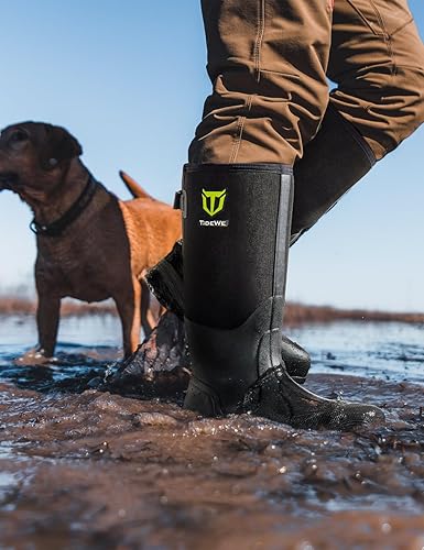 Miniatura 6 de TIDEWE Botas de trabajo a prueba de pinchazos con puntera y vástago de acero, botas de goma antideslizantes impermeables para hombres, botas de