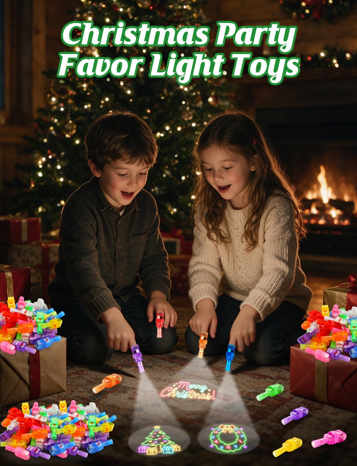 80Pcs Natale Finger Lights Party Favors Light Up Giocattoli Bulk