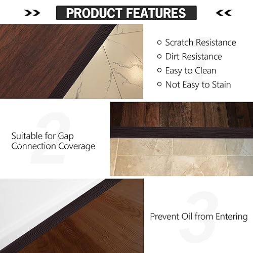Miniatura 6 de Tira de transición de suelo de 5 pies, autoadhesiva, cubierta de vinilo, tira de transición divisora plana, diseño de grano de madera para huecos de