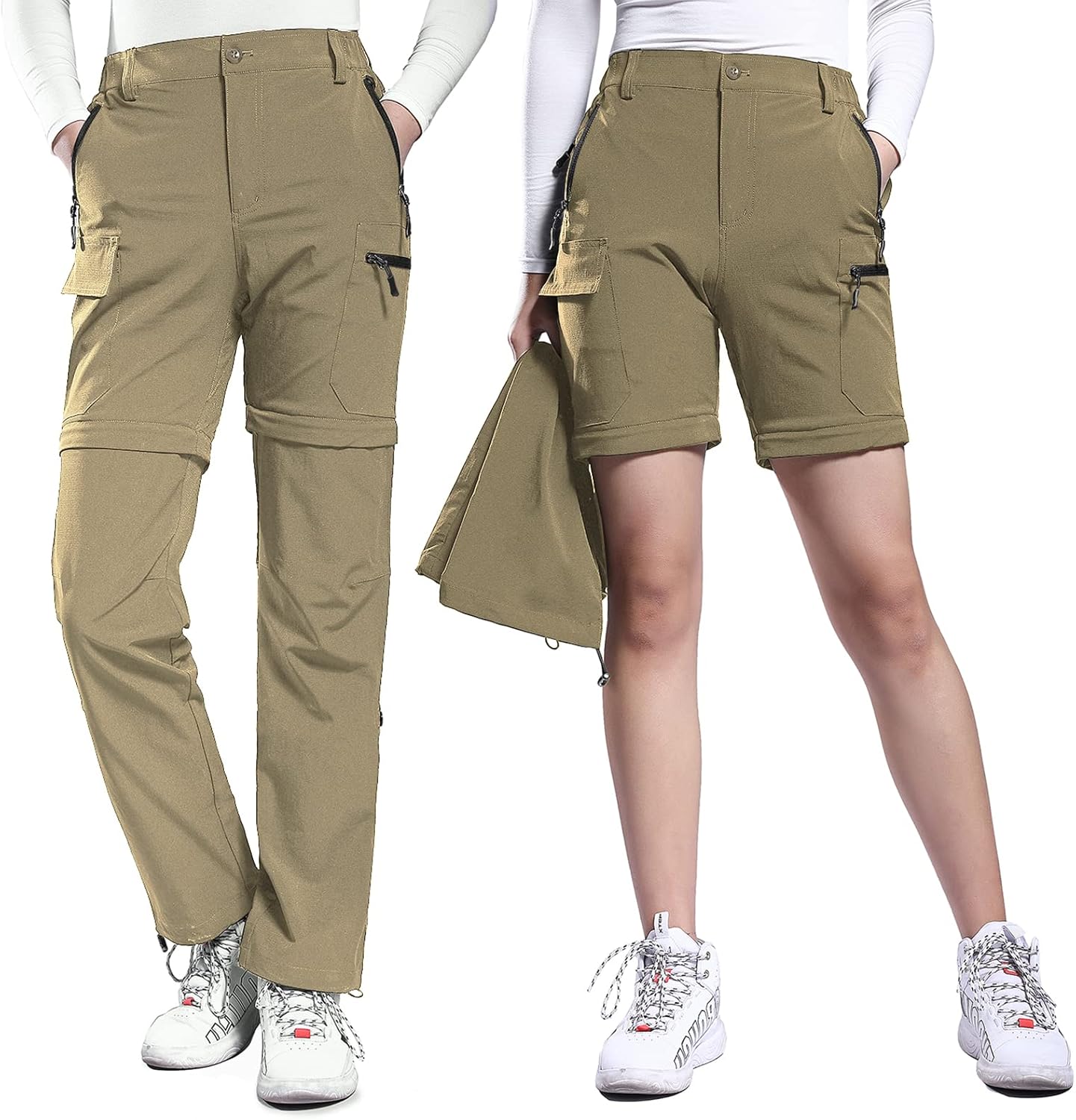 Hiauspor Hiking Pants Women Convertible Lightweight Zip Off Pants Quick Dry Outdoor Stretch Pants UPF 50+ Trousers - Image 2