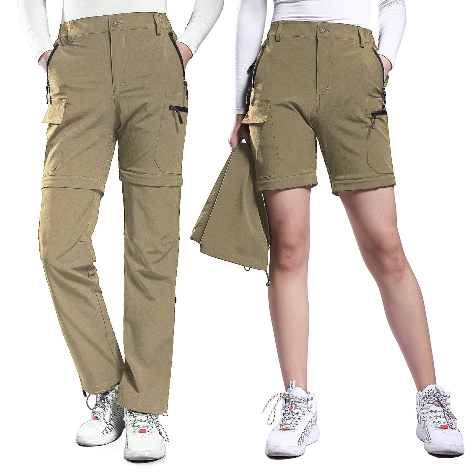 Hiauspor Pantaloni Trekking Donna Estivi Convertibili Montagna Escursionismo Leggeri con Zip off Pantaloni ad Asciugatura Rapida Elasticizzati UPF 50+