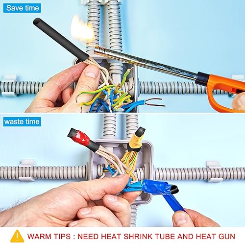 Miniatura 5 de Tatuo Funda de cable trenzada expandible de 65.6 pies, funda de alambre trenzado de varios tamaños con 120 tubos termorretráctiles para televisión