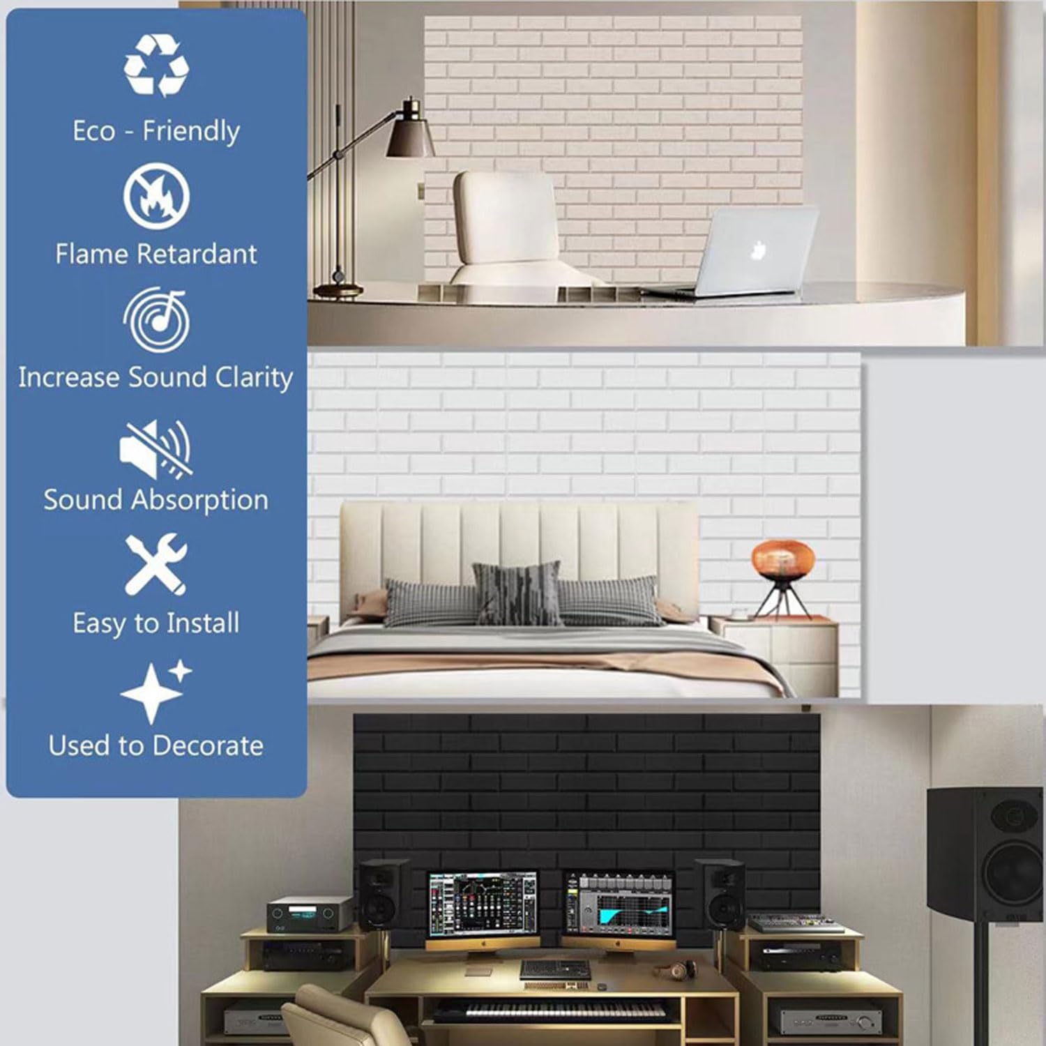 Panele ścienne dźwiękochłonne, panele samoprzylepn 12 Pcs Acoustic Sound Absorbing Panels Multicolor Self-Adhesive 30x30 cm Wall Ceiling(Beige)