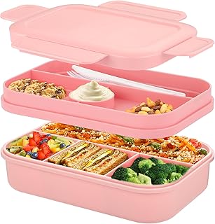 Sinnsally Lunch Bento Box for Adults, 2000 ml Lunch Box with Compartments, Lunch Box, Leak-Proof Food Box, Lunch Box with Dividers, Breakfast Box with Cutlery