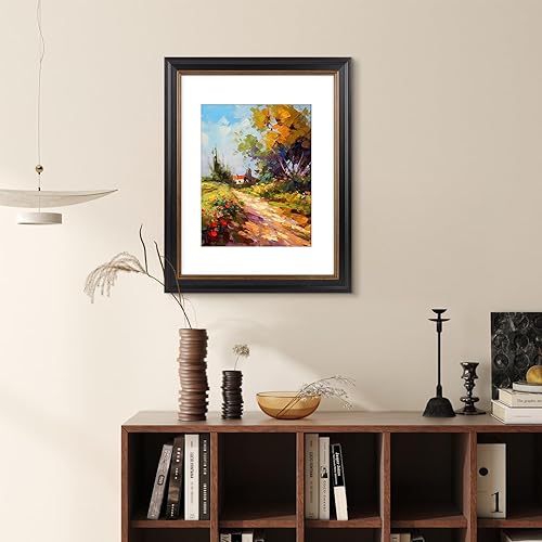 Miniatura 10 de Golden State Art, Marco de fotos dorado oscuro de 11 x 14 pulgadas, para colgar en la pared, incluye paspartú blanco para fotos de 8 x 10 pulgadas y