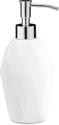 Essentra Home Modern White Collection Dispensador de jabón con bomba de metal cromado  12oz