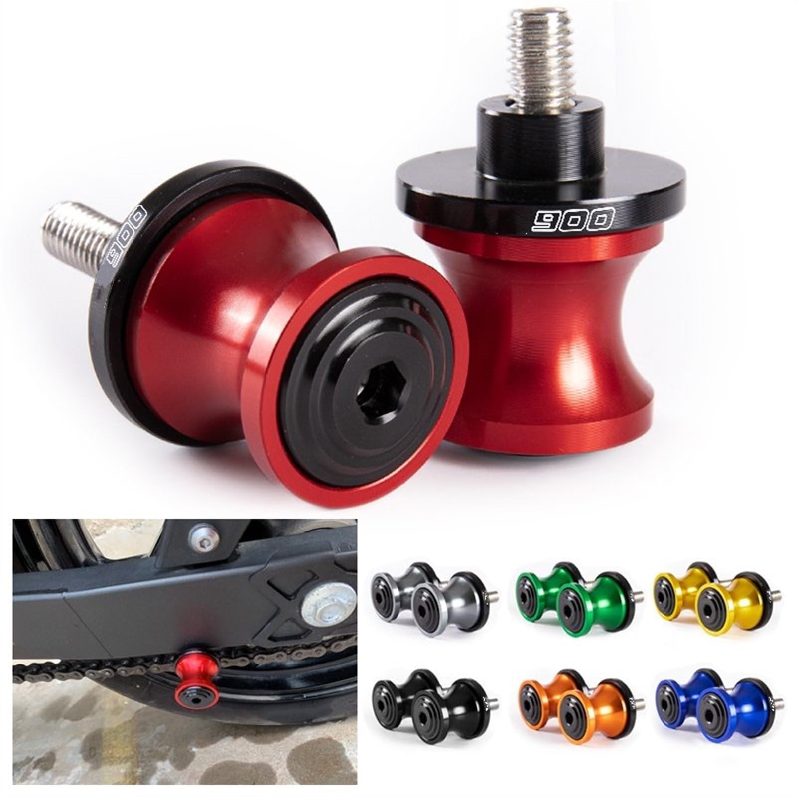 CHIFUN Lot De 2 Bobines De Bras Oscillant De 8 Mm M8 X 1,5 Pour Moto En Aluminium CNC Compatibles Avec Z900 Z1000 ZX10R ZX6R CBR600RR CBR900RR CBR1000RR (orange